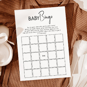 Simple Modern Neutralt Baby Shower Baby Bingo Card Inbjudningar