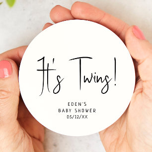 Simple Modern Neutralt Baby Shower Det är Twilling Underlägg Papper Rund