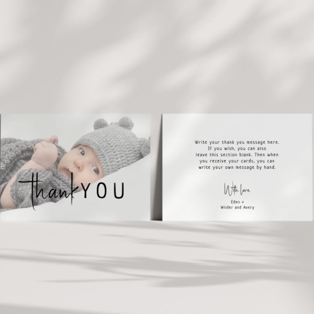 Simple Modern Neutralt Baby Shower Flat Photo Tack Kort (Skapare uppladdad)