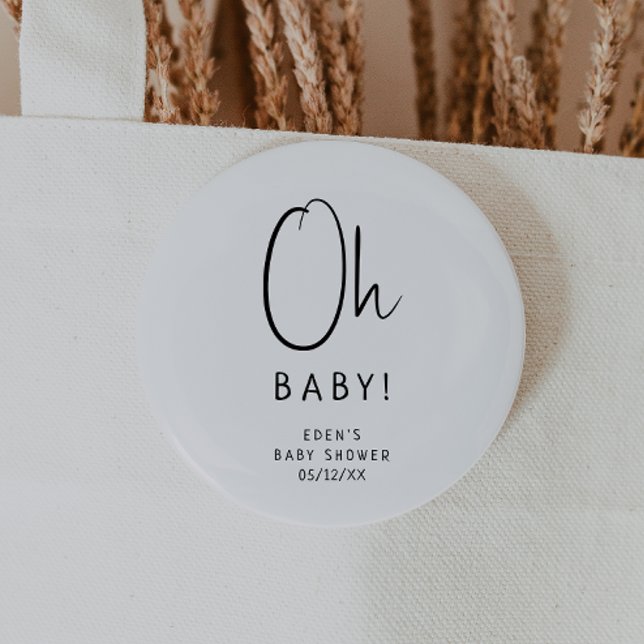 Simple Modern Neutralt Baby Shower Oh Baby Knapp (Skapare uppladdad)