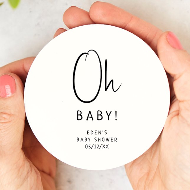 Simple Modern Neutralt Baby Shower Oh Baby! Underlägg Papper Rund (Skapare uppladdad)