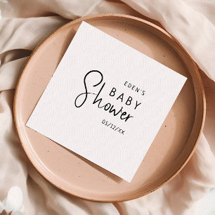Simple Modern Neutralt Baby Shower Pappersservett