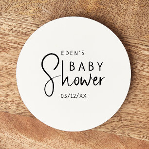 Simple Modern Neutralt Baby Shower Underlägg Papper Rund
