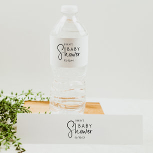 Simple Modern Neutralt Baby Shower Vattenflaskor Etikett