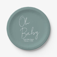 Simple Modern Oh Baby Sage Grönt Baby Shower