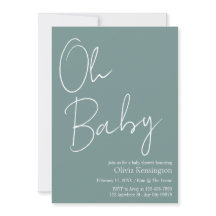 Simple Modern Oh Baby Sage Grönt Baby Shower