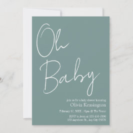 Simple Modern Oh Baby Sage Grönt Baby Shower Inbjudningar