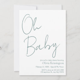 Simple Modern Oh Baby Sage Grönt Baby Shower Inbjudningar