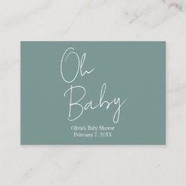 Simple Modern Oh Baby Sage Grönt Baby Shower Tilläggskort