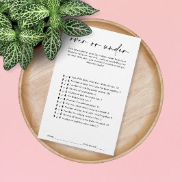 Simple Modern Over or Under Bridal Shower Game