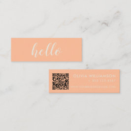 Simple Modern Peach Hej QR-kod Mini Visitkort