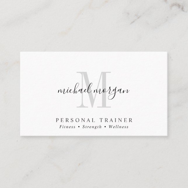 Simple Modern Personal Trainer Script Monogram Visitkort (Framsida)