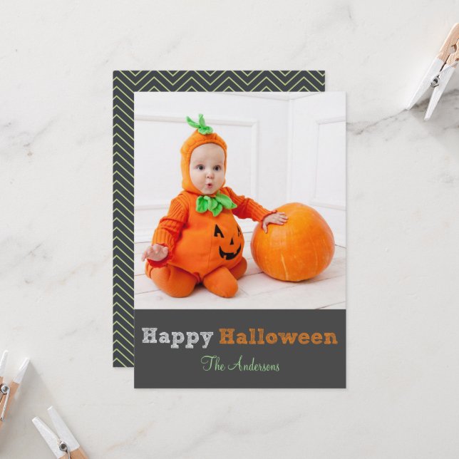 Simple Modern Personlig Halloween-fotokort Kort (Fram/Back In Situ)