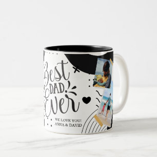 Simple Modern Personlig Photo Collage BEST PAPPA Två-Tonad Mugg