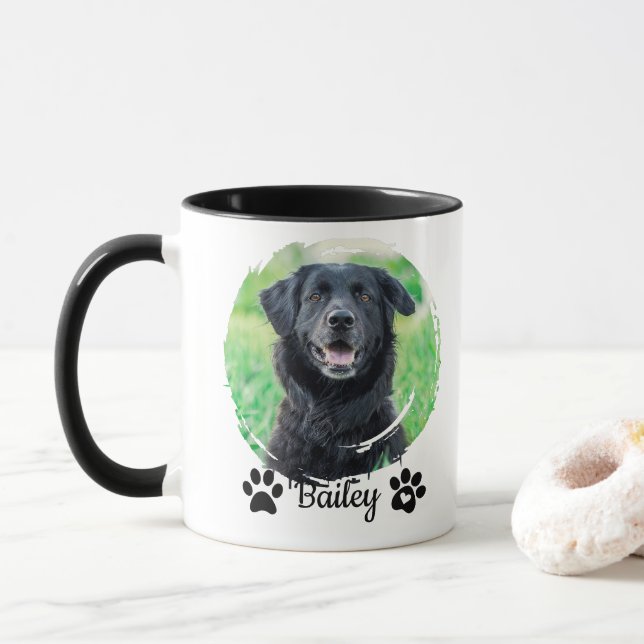 Simple Modern Pet Photo Namn Mugg (Med munk)