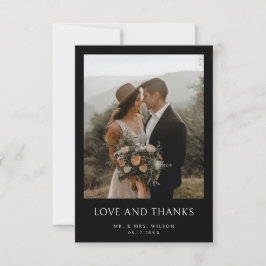 Simple Modern Photo Black Bröllop Tack Kort