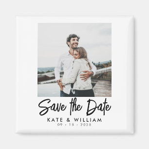 Simple Modern Photo Bröllop spara datum Magnet