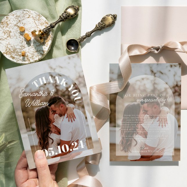 Simple Modern Photo Bröllop Tack Kort (Skapare uppladdad)