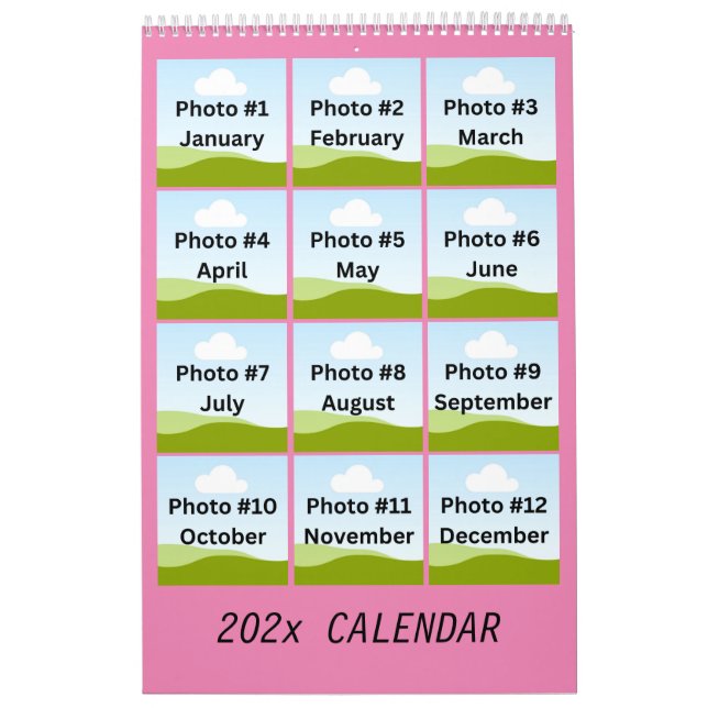 Simple Modern Photo Collage Minimalist Anpassnings Kalender (Omslag)