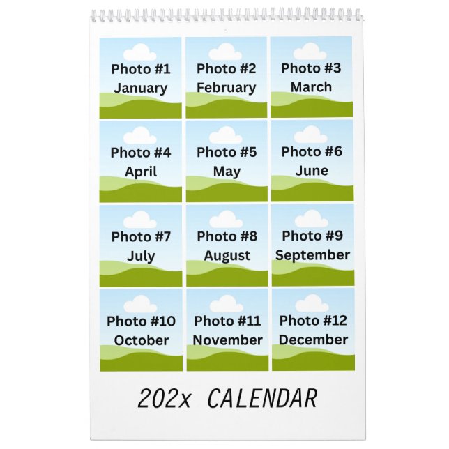 Simple Modern Photo Collage Minimalist Anpassnings Kalender (Omslag)