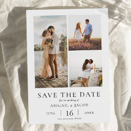 Simple Modern Photo Collage Wedding Save the Date Spara Datumet