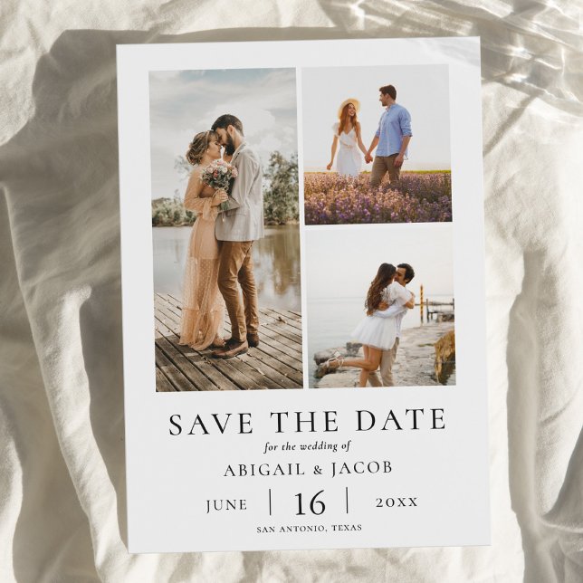Simple Modern Photo Collage Wedding Save the Date Spara Datumet (Skapare uppladdad)