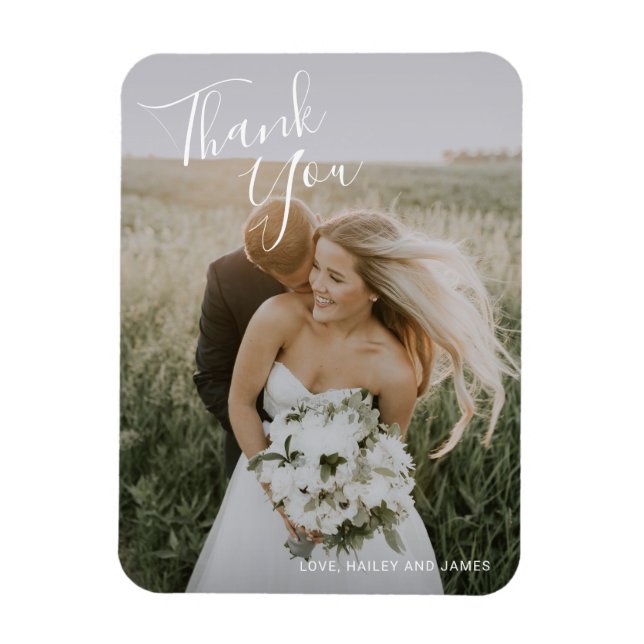 Simple Modern Photo Elegant bröllop Magnet (Vertikal)