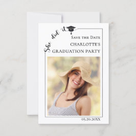 Simple modern photo Graduation party Save the Date Spara Datumet