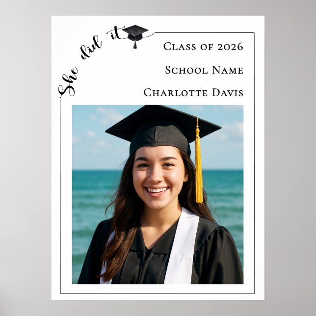 Simple modern photo Graduation Party welcome Poster (Framsidan)