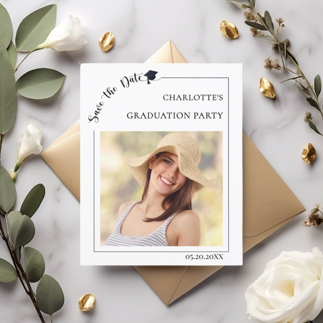 Simple modern photo Graduation Save the Date Flygblad (Skapare uppladdad)