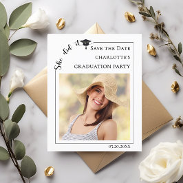 Simple modern photo Graduation Save the Date Flygblad