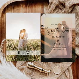 Simple Modern Photo Overlay Bröllop spara datum Inbjudningar
