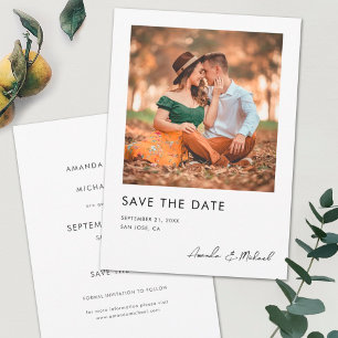 Simple Modern Photo Save the Date Bröllop Card Spara Datumet