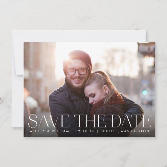 Simple Modern Photo Save the Date Card Spara Datumet (Framsida)