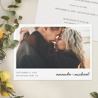 Simple Modern Photo Save the Date Inbjudan Templat