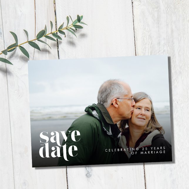 Simple Modern Photo Vow Renewal Spara datumet Meddelande Vykort (Simple Modern Photo Vow Renewal Save the Date Postcard)