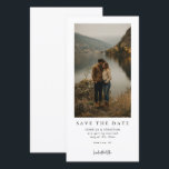 Simple Modern Photo Wedding Save the Date Spara Datumet<br><div class="desc">Most save-the-dates get lost on the fridge. Send a rustic boho bookmark-style card your friends will actually use instead. This tall layout is a totally unique choice. It is the perfect way to show off a scenic lake photo or your favorite couple picture. This photo wedding save-the-date features clean, simple...</div>