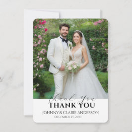 Simple Modern Photo Wedding Thank You Card Message Tack Kort