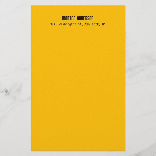 Simple Modern Plain Professional Amber Yellow Brevpapper (Framsida)