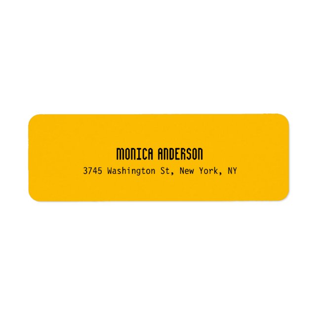 Simple Modern Plain Professional Amber Yellow Returadress Etikett (Framsidan)