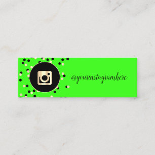Simple Modern, prickar, guld Instagram grön neon Mini Visitkort