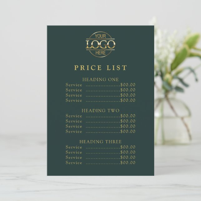 Simple Modern Professional Logo Menu Price List Julkort (Stående Fram)