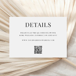 Simple Modern QR Code Wedding Details Tilläggskort