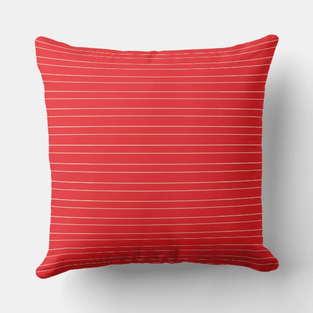 Simple Modern Red Cabana Stripe Kudde (Baksida)