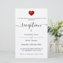 Simple Modern Red Heart Reception-inbjudan