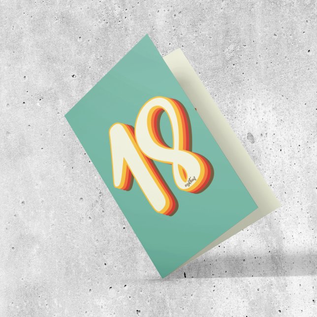 Simple Modern Retro Groovy Arton 18:e födelsedagen Kort (Skapare uppladdad)