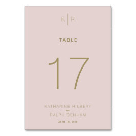Simple Modern Rosa Beige Bröllop Bordsnummer Card