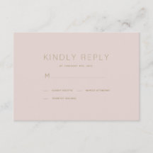 Simple Modern Rosa Beige Bröllop OSA Card