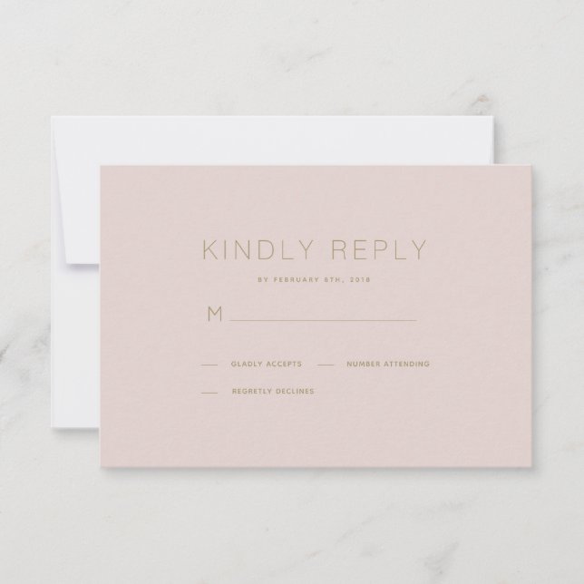 Simple Modern Rosa Beige Bröllop OSA Card Kort (Framsida)