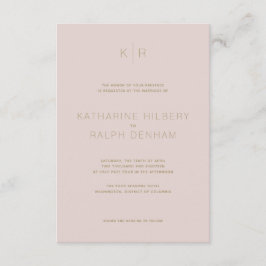 Simple Modern Rosa Beige bröllopsinbjudan Inbjudningar